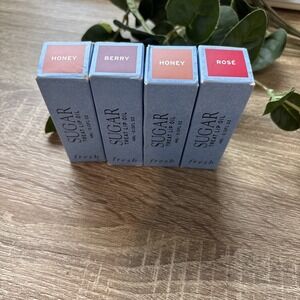 LOT OF 4 fresh Sugar Treat Hydrating Lip Oil Honey Berry Rose Lip Care 0.15oz